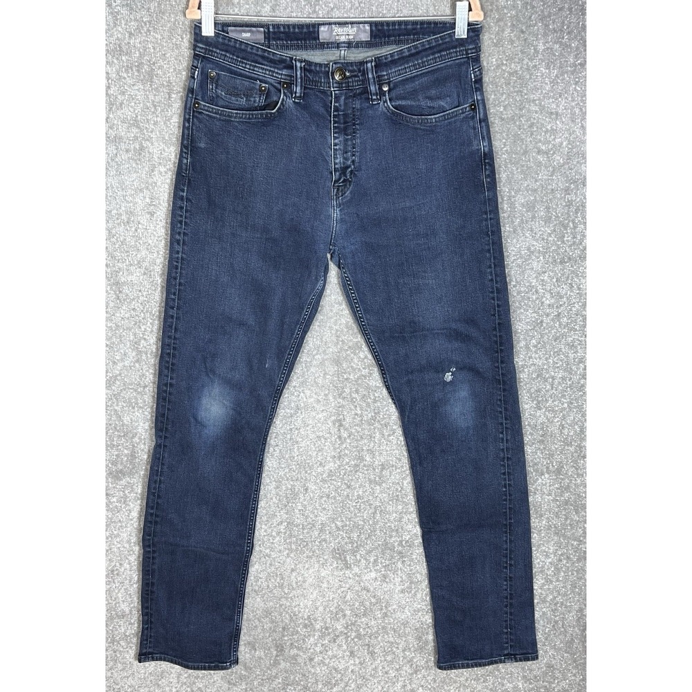 Revtown Decade Denim Sharp Jeans Mens Size 32x32 Blue Dark Wash Stretch 5 Pocket